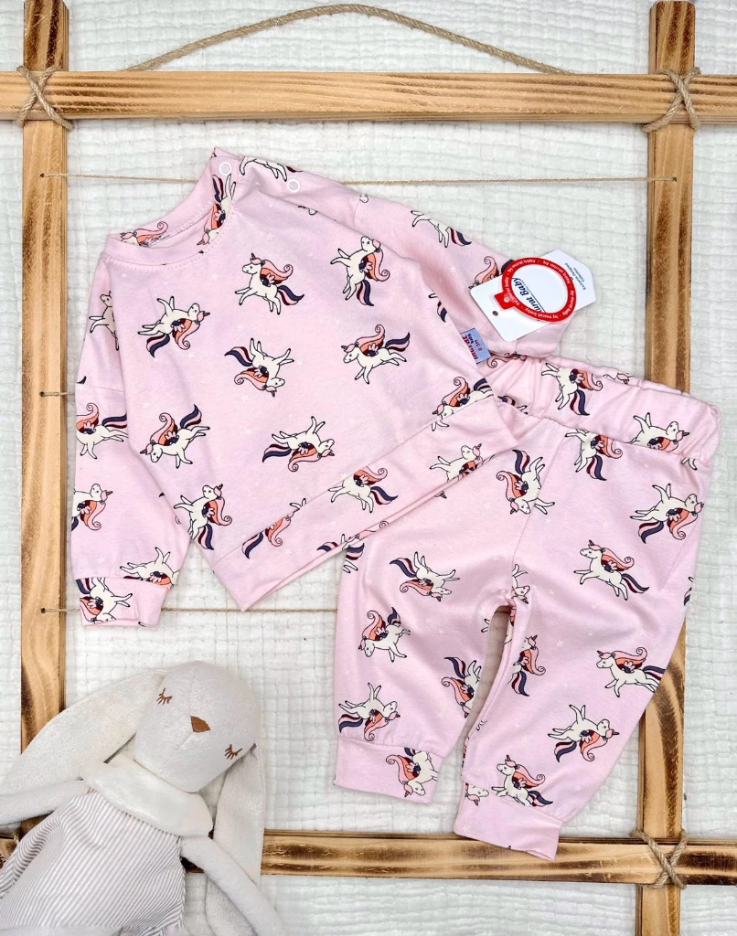 Unicorn Baskılı Alt Üst Kız Bebek Takım  - SOMON 