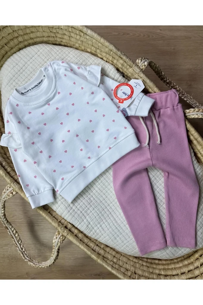 Kalpli Kız Alt Üst Taytlı Takım - PEMBE
