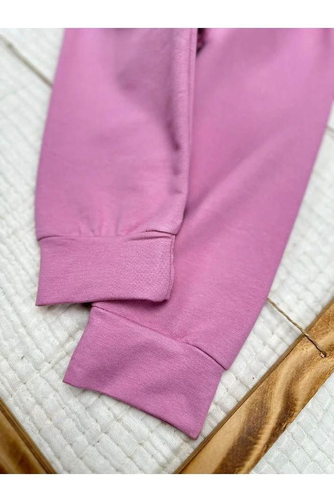 Taş Baskılı Kız Alt Üst Takım - PEMBE