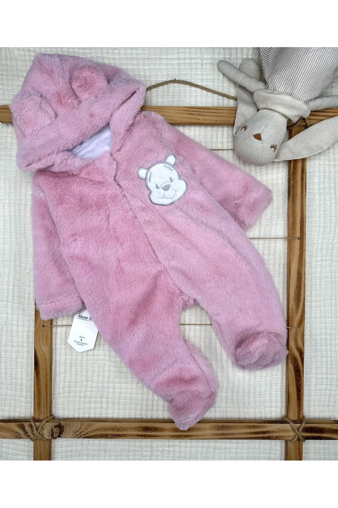 Ayıcık Baskılı Bebek Tulum - PEMBE