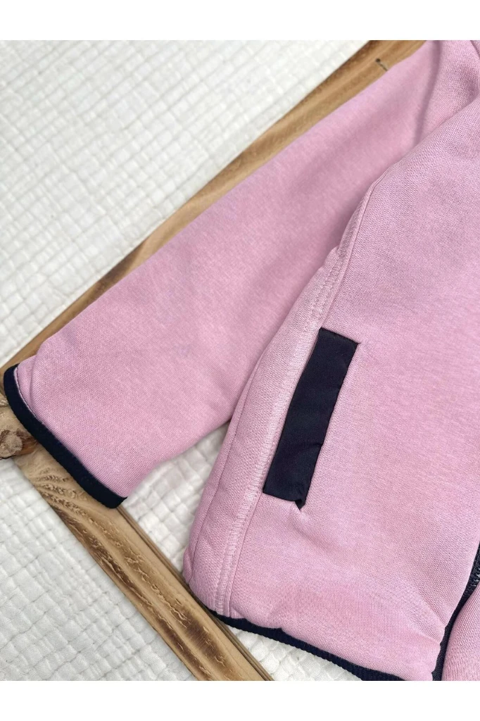 Kız/Erkek Fermuarlı Kışlık Kalın Hırka - PEMBE