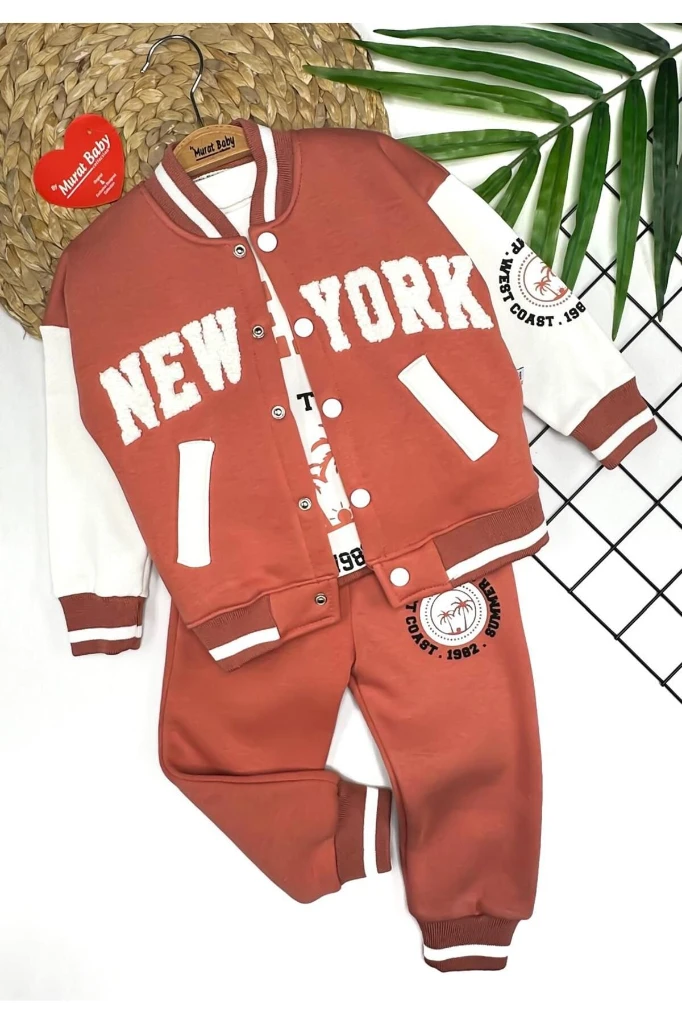 NEWYORK COLEJ CEKET ŞARDONLU %100 PAMUK TAKIM - KİREMİT