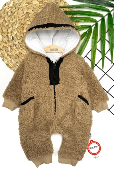 Bebek Astarlı Peluş Welsoft Pamuklu Tulum - BEJ