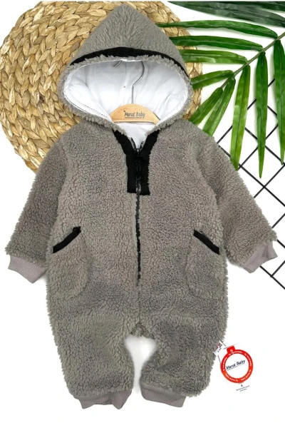Bebek Astarlı Peluş Welsoft Pamuklu Tulum - GRİ