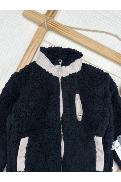 Çocuk Peluş Mont - SİYAH