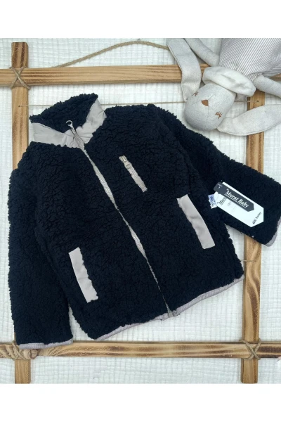Çocuk Peluş Mont - SİYAH