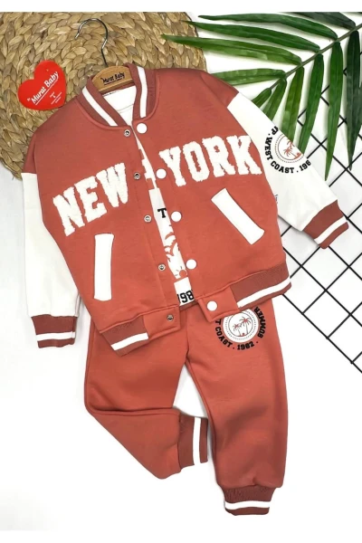 NEWYORK COLEJ CEKET ŞARDONLU %100 PAMUK TAKIM - KİREMİT