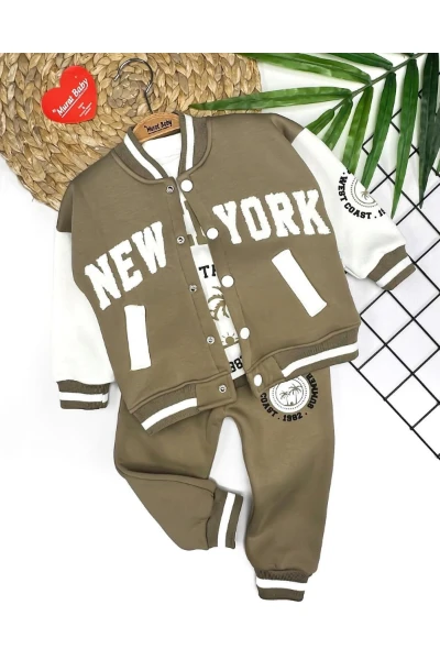 NEWYORK COLEJ CEKET ŞARDONLU %100 PAMUK TAKIM - HAKİ