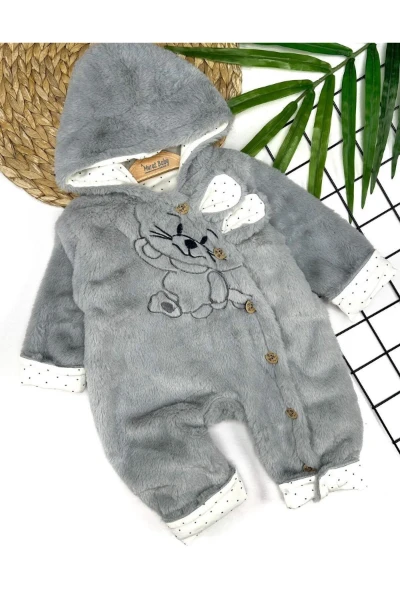 Peluş Bebek Tulum - GRİ