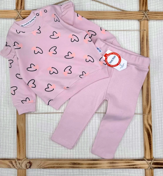 Kol Fırfırlı Kız Bebek Alt Üst Takım  - LİLA