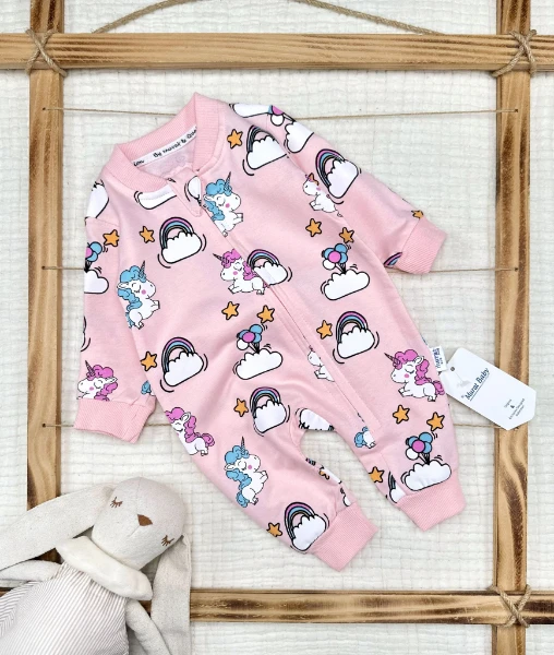 unicorn baskılı fermurlı %100 pamuk tulum - SOMON