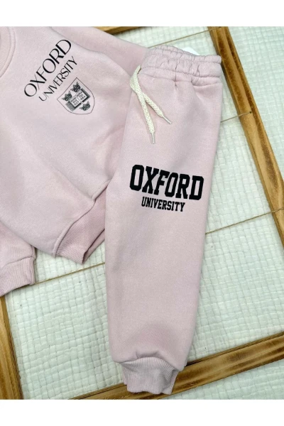 Şardonlu %100 Pamuk Şardonlu Kışlık Unisex İkili Takım - PUDRA