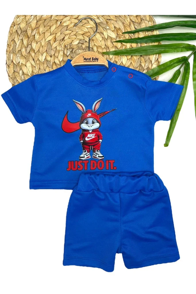 YAZLIK ŞORTLU ERKEK BEBEK ALT ÜST TAKIM - MAVİ