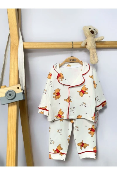 AYCIK BASKILI % 100 PAMUK ERKEK BEBEK PİJAMA TAKIMI - ÇOK RENKLİ